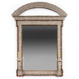 Contemporary Decorative Shell Mirror, attached crest, Greek key surround, sconce arms,