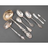 Group of Antique and Vintage Sterling Silver Flatware, incl. Gorham "Versailles" soup ladle (l. 12