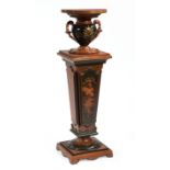 American Renaissance Gilt-Incised, Parcel Ebonized Walnut and Marquetry Pedestal, late 19th c.,