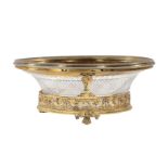 French First Standard Silver Gilt and Cut Glass Center Bowl in the Restauration Taste, 19th c.,