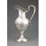 American Sterling Silver Repousse Presentation Water Pitcher, c. 1910, grape and grape leaf