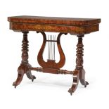 American Classical Stenciled Carved and Rosewood-Banded Mahogany Games Table, early 19th c.,