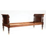 Louisiana Carved Mahogany Daybed, c. 1820-1835, outswept returns, ring-turned baluster supports,