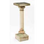 Continental Bronze-Mounted Onyx Pedestal, late 19th/early 20th c., square top, bulbous capital,