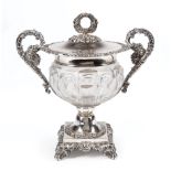 Louis Philippe 1st Standard Silver and Cut Glass Sucrier, c. 1830, h. 10 3/8 in