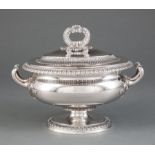 Regency Sterling Silver Sauce Tureen, Benjamin Smith II, London, 1818, ovoid with robust