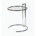 Eileen Gray E1027 Adjustable Chrome and Glass Table