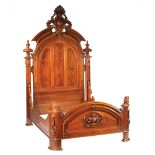 American Rococo Carved Walnut Bedstead, mid-19th c., attr. to Mitchell & Rammelsburg, Cincinnati,