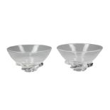 Pair of Vintage Steuben Glass "Spiral" Bowls, etched marks, pattern #8060, designed 1954 by Donald
