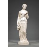 Large Cast Iron Garden Sculpture of a Classical Maiden, h. 59 in., w. 15 in., d. 16 in.; with cast