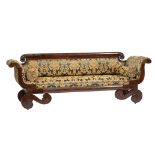 American Classical Carved Mahogany Sofa, early-to-mid 19th c., New York, bolection crest rail