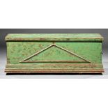 French Provincial Painted Blanket Chest, 19th c., later brass carrying handles, hinged top, void