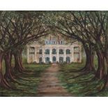 Louisiana School, 20th c ., "Oak Alley Plantation", oil on canvas, signed "Louie" lower right, 24