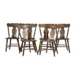 Six American Late Federal Carved and Stenciled Hitchcock Chairs, early-to-mid 19th c., shaped