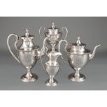 Kirk "Calvert - Old Maryland Plain" Pattern Sterling Silver Coffee and Tea Service, marked "S.