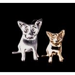 George Rodrigue (American/Louisiana, 1944-2013), "Blue Dog Pendants", one sterling silver vermeil