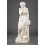 Antique Cast Iron Garden Figure of a Maiden, in the Classical taste, naturalistic base, h. 55 in.,