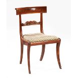 American Classical Mahogany Side Chair, early 19th c., New York, incurvate tablet crest with
