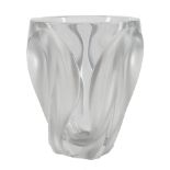 Lalique Clear and Frosted Glass "Ingrid" Vase, c. 1990, etched "Lalique France 500", h. 10 1/2
