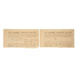 Confederate General Beauregard Telegram, two partially printed documents, received from Macon, 22,