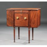 American Federal Mahogany Work Table, early 19th c., hinged top, two compartments centered by a deep