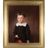 American School, 19th c ., "Portrait of a Boy", oil on canvas, unsigned, 30 1/8 in. x 25 1/4 in.,