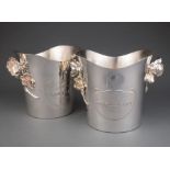 Two Christofle "Collection Perrier Jouet" Silverplate Champagne Coolers, each h. 9 1/4 in., w. 11