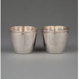 Pair of Crested George III Sterling Silver Tumbler Cups, London, 1813, possibly Thomas Wallis II,