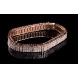 14 kt. Rose Gold and Diamond "Eternity" or "Tennis" Bracelet, ribbons of 243 invisible set