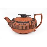 Wedgwood Rosso Antico Covered Teapot, c. 1805, impressed uppercase mark and 'RK', Egyptianesque