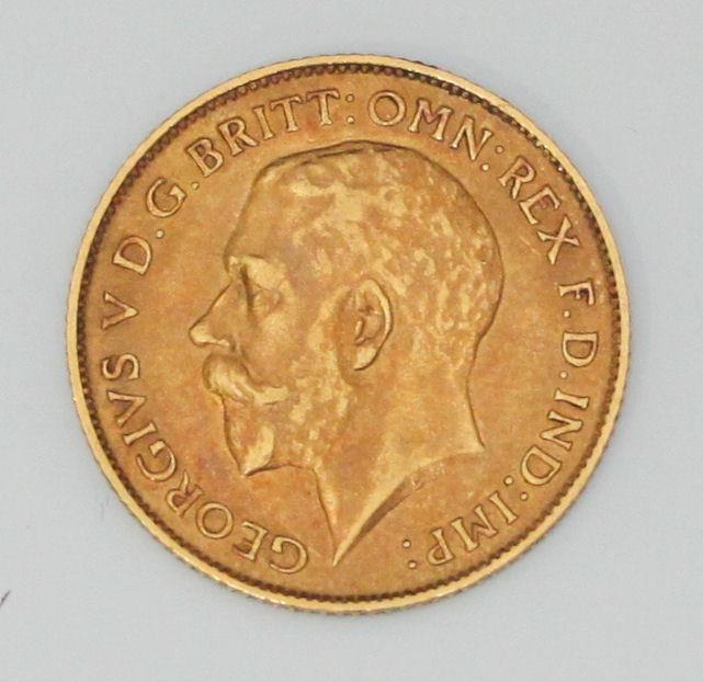 A George V 1912 22ct gold half-sovereign, gross weight approximately 4g - Image 2 of 2