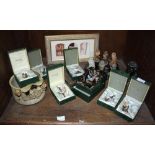 SECTION 48. A collection of seven boxed Albany ceramic birds and six Royal Doulton owls on fitted