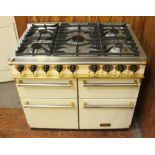 A Falcon 1000 Deluxe Dual Fuel Range oven (98610) (F1000DXDFCR/CM) with Stainless Steel hotplate,