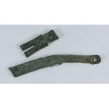 An archaic Chinese bronze knife coin together with a Pu coin and collection of various Chinese