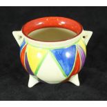 A Clarice Cliff 'Original Bizarre' pattern cauldron, circa 1929/30, painted with geometric