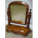 A Victorian mahogany platform toilet mirror, 57cm wide from base
