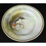 A Royal Worcester cabinet plate plainted with a Kookaburra perched on a branch, signed R. Austin,