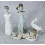 Four assorted boxed Lladro porcelain figures comprising 'Don't Forget Me' 5743, 'Sleepy Time' number