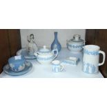 SECTION 25. A collection of nine assorted Wedgwood pottery Jasperware and Queens Ware items,