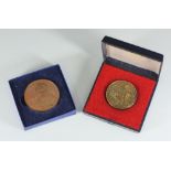 Two assorted medallions including the Railway Centenary Medal, Stockton & Darlington Railway 1825-