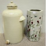 A large cream-glazed Royal Doulton stoneware water storage jar with dome cover, 58cm high,