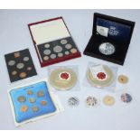 A 2017 Sapphire Jubilee 5oz silver coin in original box, together with 1978 Royal Mint 5-coin set,