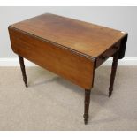 A Victorian mahogany drop-leaf Pembroke table with single frieze drawer and opposing faux drawer,