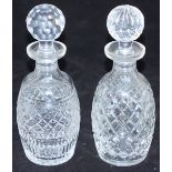 A Waterford crystal 'Castletown' cut glass decanter with globular faceted stopper, together with a