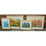 Four assorted signed prints after Ute Mertens, all depicting studies of flowers, largest measures 50