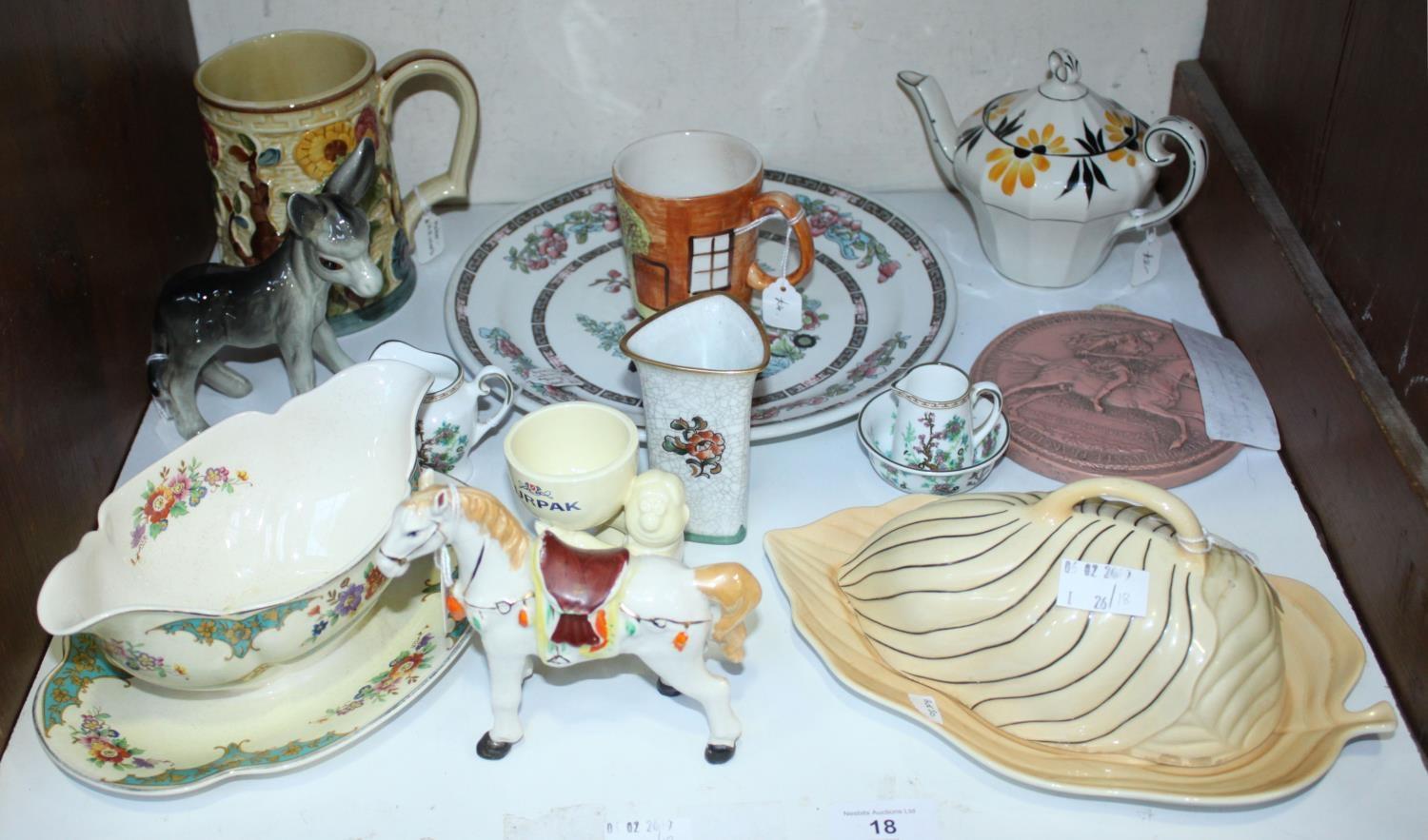 SECTION 18. A collection of assorted mixed ceramics including a Carltonware leaf moulded plate and
