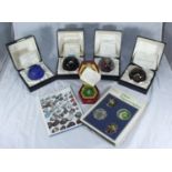 Four limited edition Caithness paperweights, Mystique 33/750, Space Flower 779/1000, Black Gem 175/