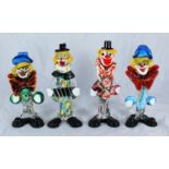 Four various Murano glass clowns, the tallest approx. 25cm (4)