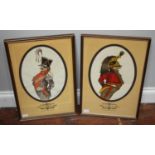 A pair of limited edition oval, portrait prints depicting 19th century Army officers, signed C.W.
