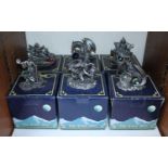 SECTION 27. Six pewter and crystal figures from The Tudor Mint collection, including dragons,